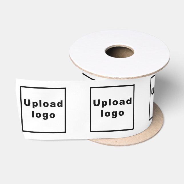 Firmenlogo auf weißem Flachband Satinband (Spule)