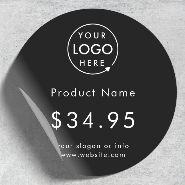 Firmenlogo | Aufkleber für den schwarzen Produktpr (Upload your logo to create a custom branded price tag sticker)
