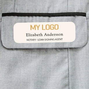 Firmenlogo beige Creme magnetisch Namensschild