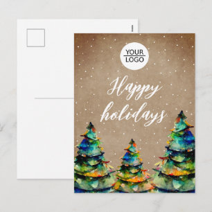 Firmenlogo Benutzerdefinierter Text Weihnachtsbaum Feiertagspostkarte