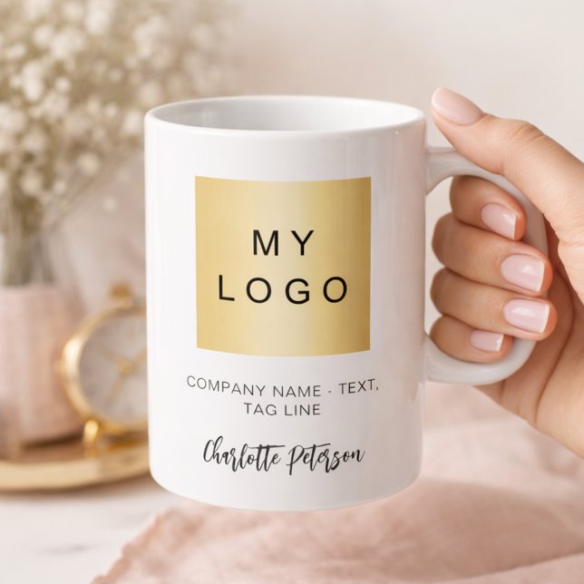 Firmenlogo, benutzerdefiniertes Markennamen-Skript Kaffeetasse (Von Creator hochgeladen)