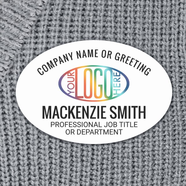Firmenlogo Beruflich Mitarbeiter White Oval Namensschild (Von Creator hochgeladen)