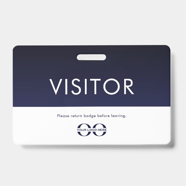 Firmenlogo Besucher Abzeichen Navy Blue Ausweis (Front)