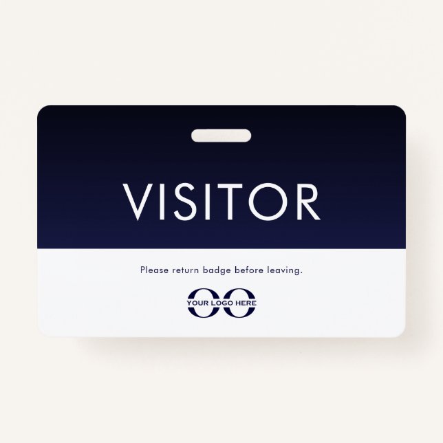 Firmenlogo Besucher Abzeichen Navy Blue Ausweis (Vorderseite)