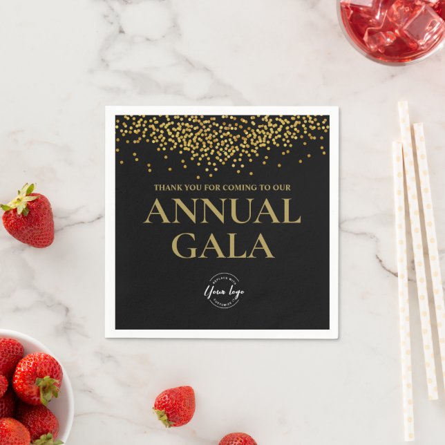 Firmenlogo Black Gold Confetti Annual Gala Serviette (Beispiel)