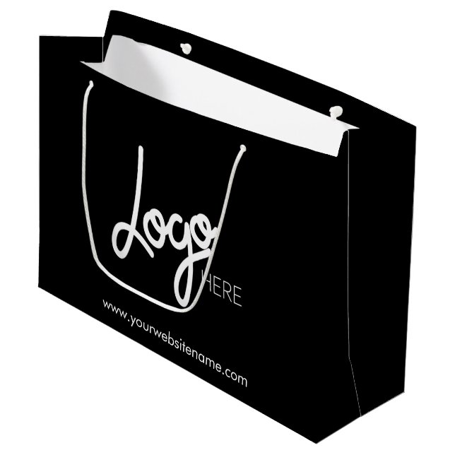 Firmenlogo Black Large Gift Bag Große Geschenktüte (Vorderseite Schrägansicht)
