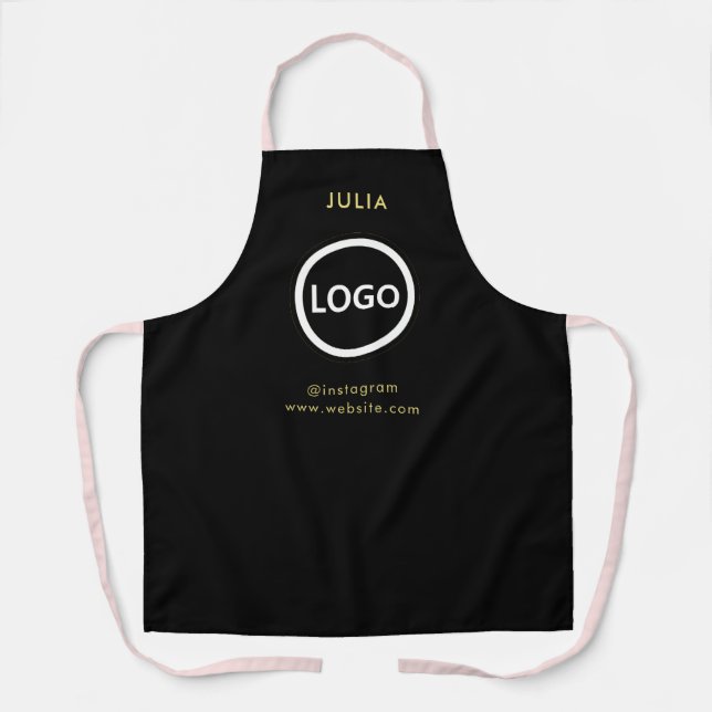 Firmenlogo | Blush Black Employee Name Schürze (Vorderseite)