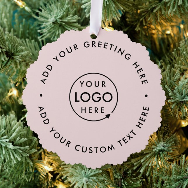 Firmenlogo | Blush Pink Moderne Weihnachten Ornament Karte (Insitu (Baum))