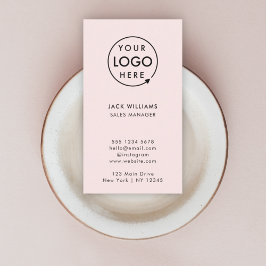 Firmenlogo | Blush Pink Modernes Vertikales Stilvo Visitenkarte