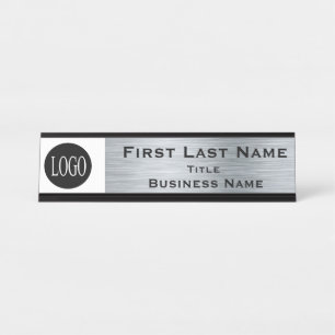 Firmenlogo Büroschreibtischschild Metalloptik Schreibtischnamensplakette