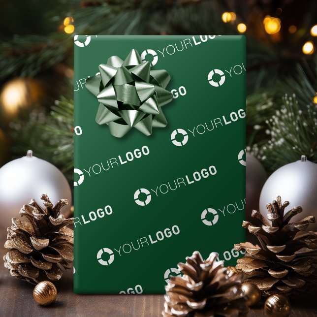Firmenlogo Business-Geschenk Jäger grün Geschenkpapier (Custom company logo business gift hunter green wrapping paper)