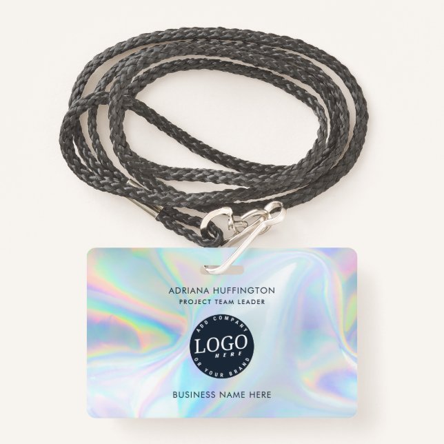 Firmenlogo Business Holographic Employee-ID Ausweis (Vorderseite mit Schlüsselband)