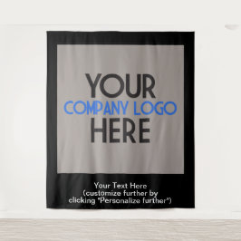 Firmenlogo Business Trade Show Black Background Wandteppich