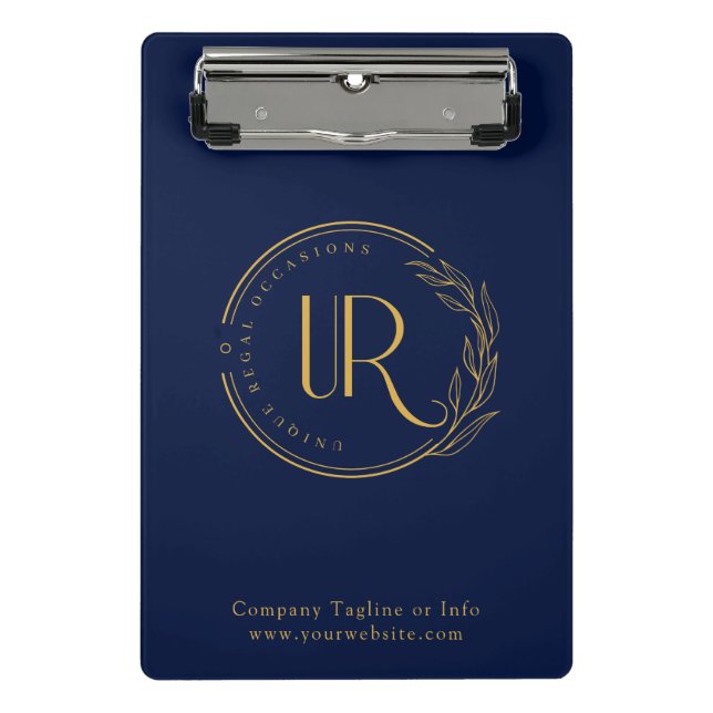 Firmenlogo Corporate Navy Blue Modern Mini Klemmbrett (Vorderseite)