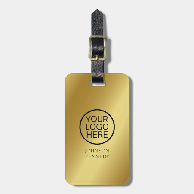 Firmenlogo - Custom Elegant Gold Metallic Gepäckanhänger (Vorderseite vertikal)
