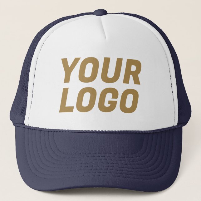 Firmenlogo CUSTOM Navy & Khaki Truckerkappe (Vorderseite)