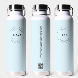 Firmenlogo Custom QR Code Website blau Trinkflasche