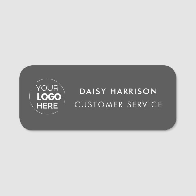 Firmenlogo | Dunkelgraue Mitarbeiter Namensschild (Vorderseite)