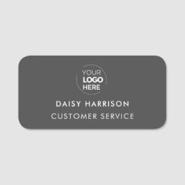 Firmenlogo | Dunkelgraue moderne Mitarbeiter Namensschild