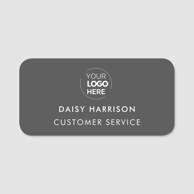 Firmenlogo | Dunkelgraue moderne Mitarbeiter Namensschild (Vorderseite)