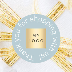 Firmenlogo dusty blue Vielen Dank Runder Aufkleber