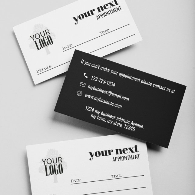 Firmenlogo Einfach Minimalistisch Terminkarte (Add your logo appointment card in simple black and white. )