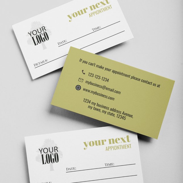 Firmenlogo Einfach Minimalistisches, fett Gold Terminkarte (Gold and white business appointment card with add your logo template. )