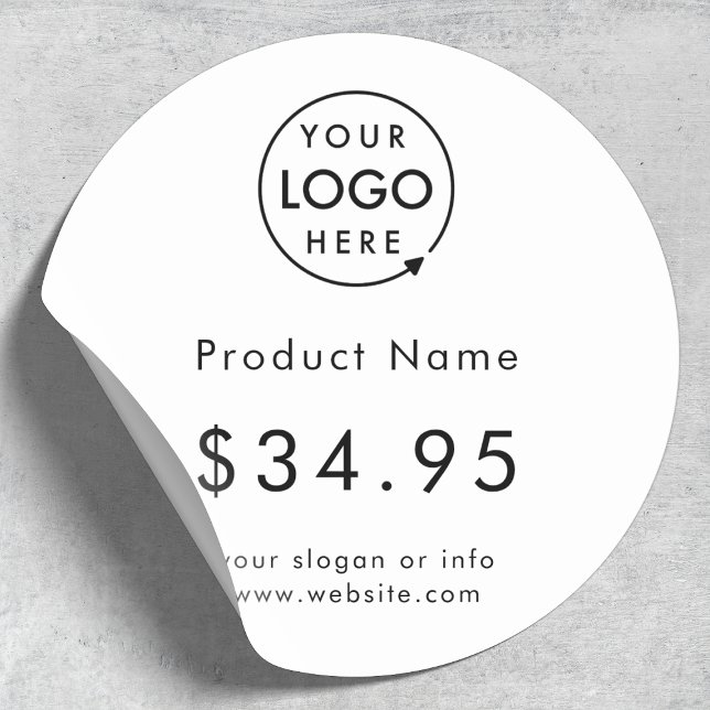 Firmenlogo | Einfache Aufkleber mit dem White Pric (Upload your logo to create a custom branded price tag sticker)