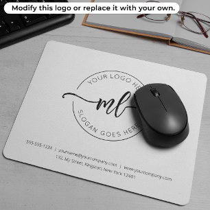 Firmenlogo Einfache Monogramm-Initialen Weiß Mousepad