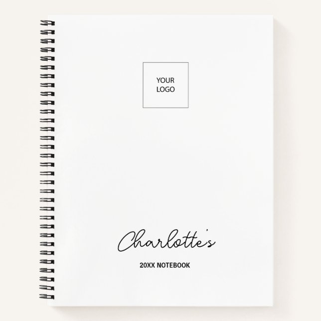 Firmenlogo Einfache weiße, elegante Notebook-Plane Notizbuch (Vorderseite)