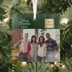 Firmenlogo Foto grün Weihnachten Ornament Aus Glas