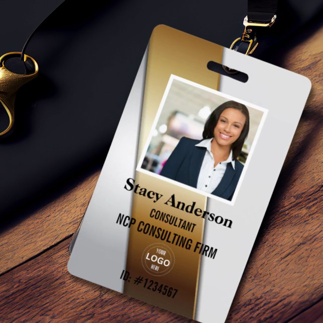 Firmenlogo Foto Name des Mitarbeiters Ausweis (Corporate Company Logo Employee Name Photo ID Badge)