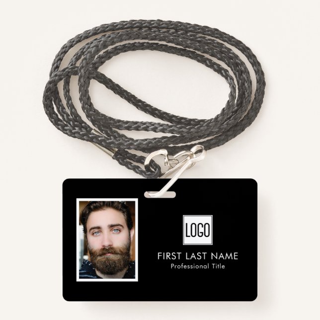 Firmenlogo | Foto Name Strichcode Mitarbeiter Ausweis (Vorderseite mit Schlüsselband)