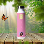 Firmenlogo Foto pink Trinkflasche<br><div class="desc">Ein trendiger,  rosa Hintergrund. Personalisieren Sie Ihr Firmenlogo,  Ihren Namen und ein Profil-Foto und fügen Sie es hinzu.</div>