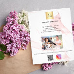 Firmenlogo Foto qr Code Instagram rosa Marmor Flyer<br><div class="desc">Personalisieren Sie Ihr Firmenlogo,  Ihren Namen,  Ihren Text,  Ihr Foto,  Ihren eigenen QR-Code und fügen Sie ihn Ihrem Instragentenkonto hinzu. Rosa Rosa Marmor als Hintergrund.</div>