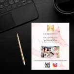 Firmenlogo Foto qr Code Instagram rosa Marmor Flyer<br><div class="desc">Personalisieren Sie Ihr Firmenlogo,  Ihren Namen,  Ihren Text,  Ihr Foto,  Ihren eigenen QR-Code und fügen Sie ihn Ihrem Instragentenkonto hinzu. Rosa rosa Marmorhintergrund.</div>