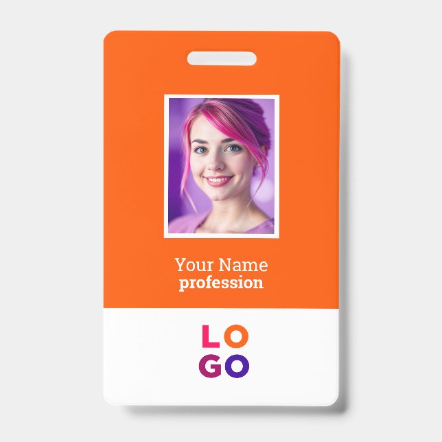 Firmenlogo, Foto, Qr-Code, Name-ID Ausweis (Vorderseite)