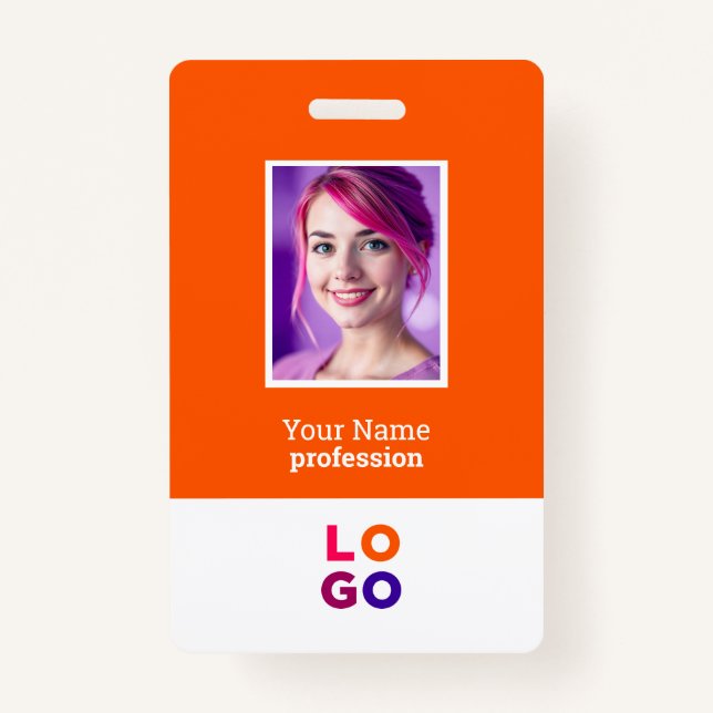 Firmenlogo, Foto, Qr-Code, Name-ID Ausweis (Vorderseite)