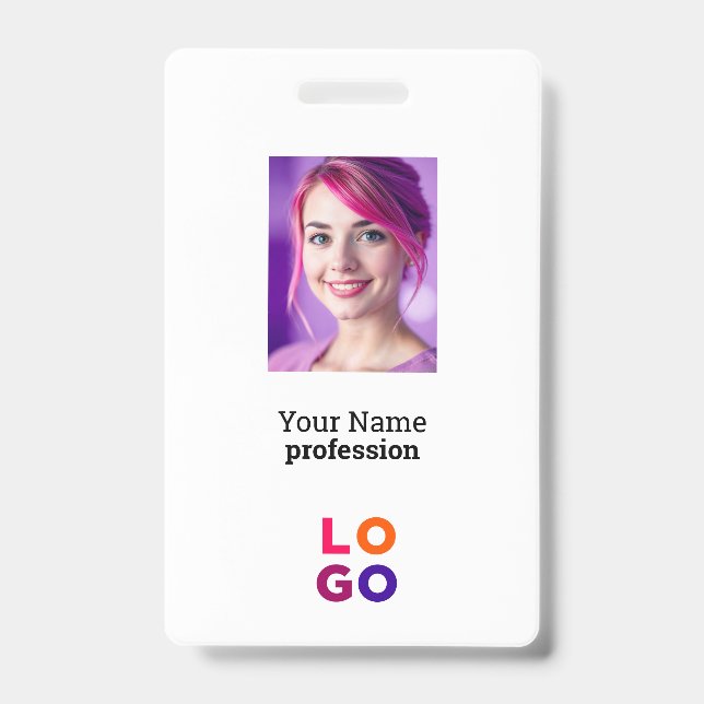 Firmenlogo, Foto, Qr-Code, Name-ID Ausweis (Vorderseite)