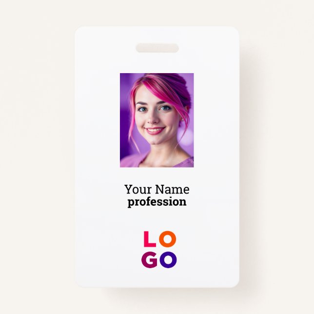 Firmenlogo, Foto, Qr-Code, Name-ID Ausweis (Vorderseite)