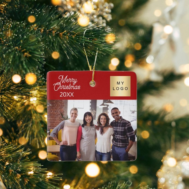 Firmenlogo Foto Weihnachten Modernes Rot Keramikornament (Von Creator hochgeladen)