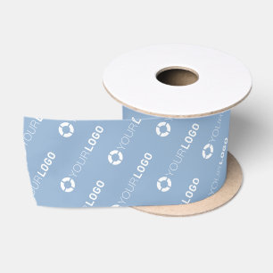 Firmenlogo für Firmengeschenke blau Satinband