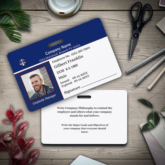 Firmenlogo für Firmennamen des Mitarbeiters Foto Ausweis (Employee Photo Name Business Logo Custom Badge is great for your employees to be identified.)