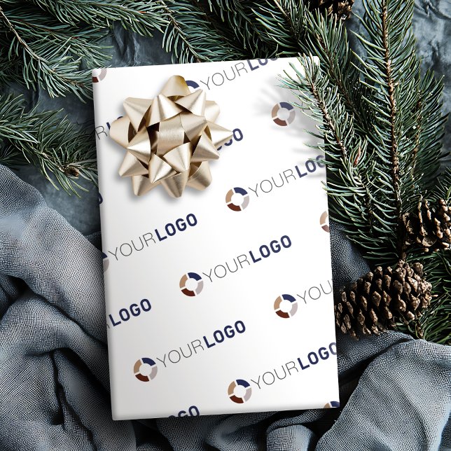 Firmenlogo für kundenspezifische Geschenke weiß Geschenkpapier (Custom company logo branded business gifts white wrapping paper)