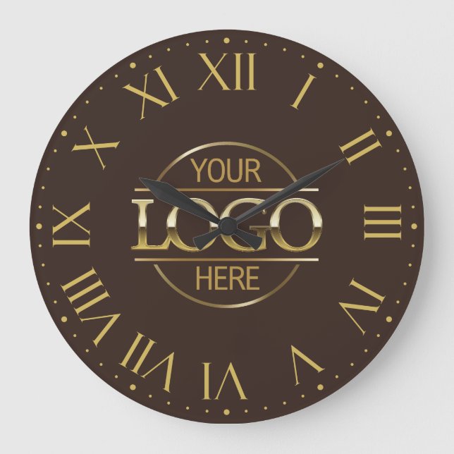 Firmenlogo für moderne Braun-Firmenlogo Große Wanduhr (Vorderseite)