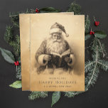 Firmenlogo für Vintage Weihnachtszeit Feiertagskarte<br><div class="desc">Senden Sie Ihren Kunden mit diesem Firmenlogo Vintage Weihnachtskarten der Antike. Mit einem nostalgischen, klassischen Design des Weihnachtsmanns beim Lesen eines Buches, erfassen diese personalisierten Visitenkarten das Wesen des traditionellen Weihnachtscharmes. Diese Karten sind perfekt für kleine Unternehmen und Unternehmen geeignet, um einen bleibenden Eindruck zu hinterlassen und gleichzeitig die Wärme...</div>