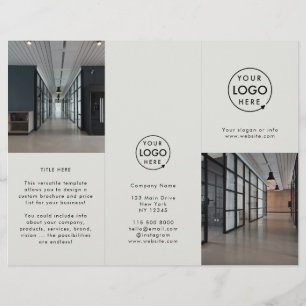 Firmenlogo Grau. 3-Foto-Trifold-Broschüre