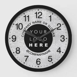 Firmenlogo Grau Silver Name Slogan Große Wanduhr