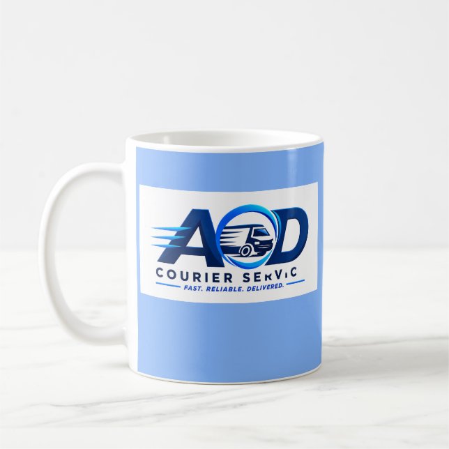 Firmenlogo Hellblau Kaffeetasse (Links)