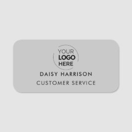 Firmenlogo | Hellgraue moderne Mitarbeiter Namensschild